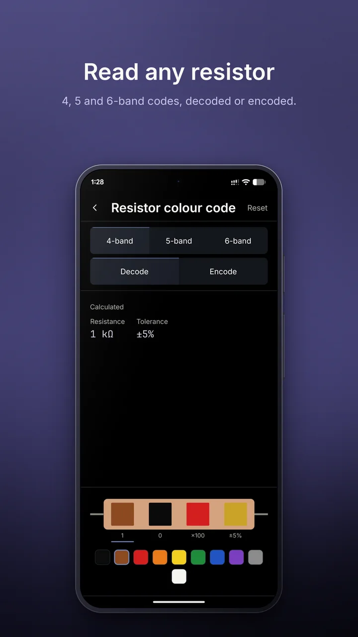 Resistor colour code tool